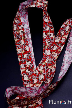 Ruban motif fleurs - largeur 40 mm - rouge
